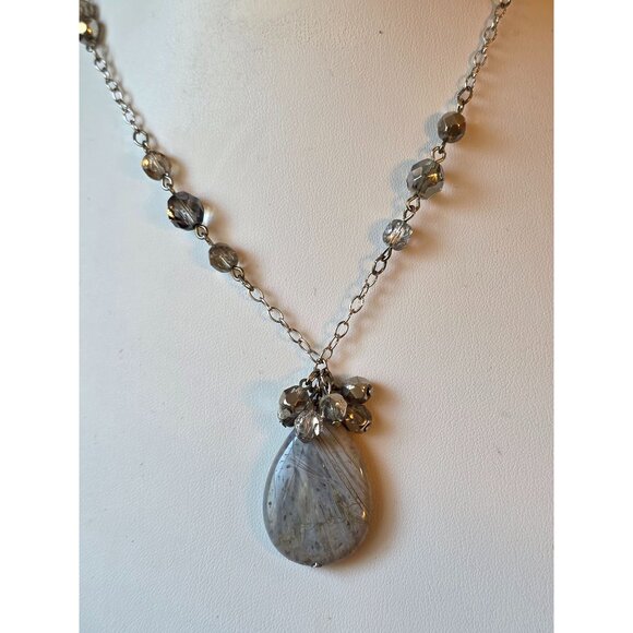 Alexis K. Silver-Tone Chain Necklace With Teardrop Pendant - Picture 2 of 9